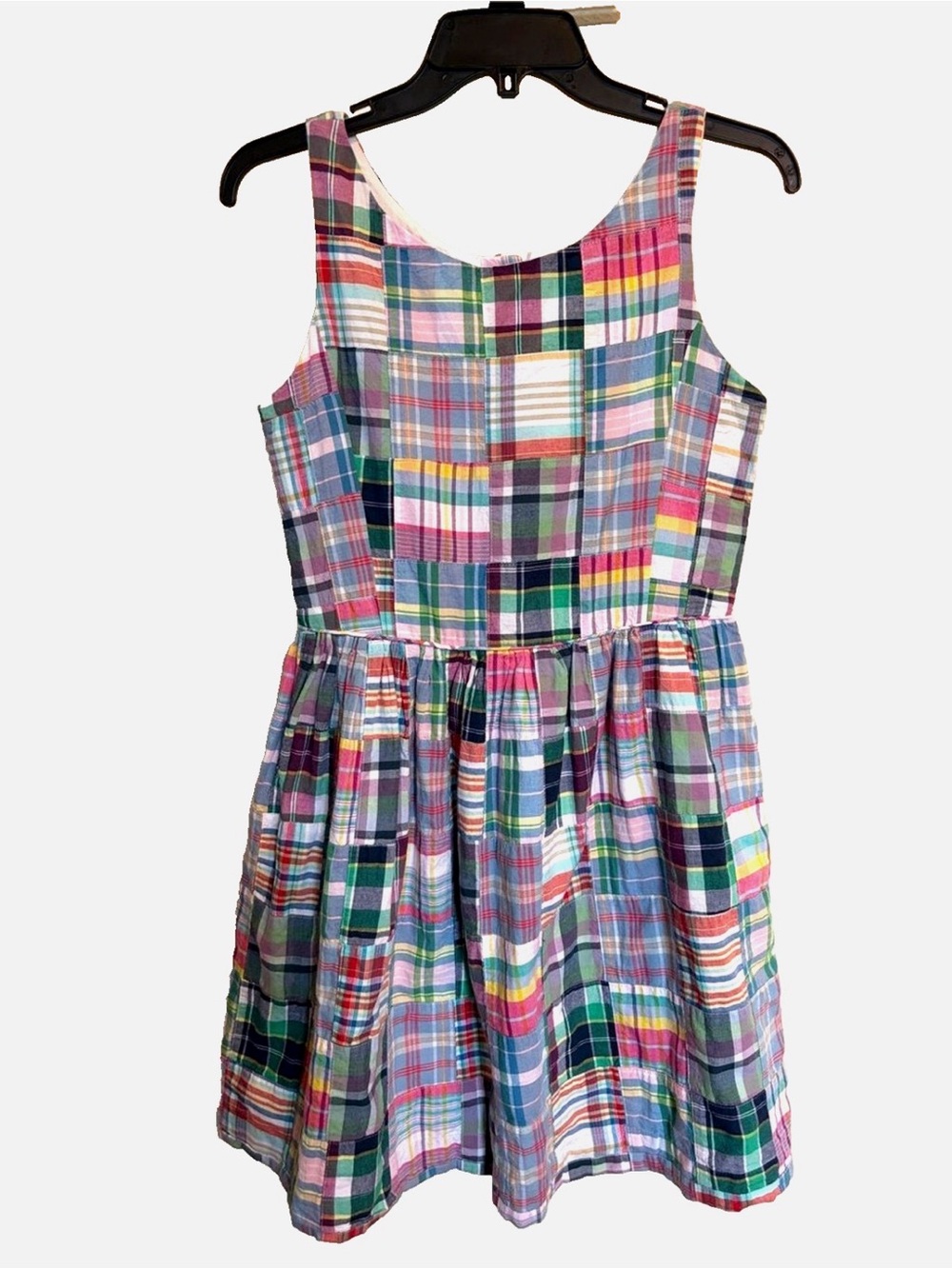 Polo Ralph Lauren Girls 16 Madras Patchwork Plaid Sundress Cotton Pockets